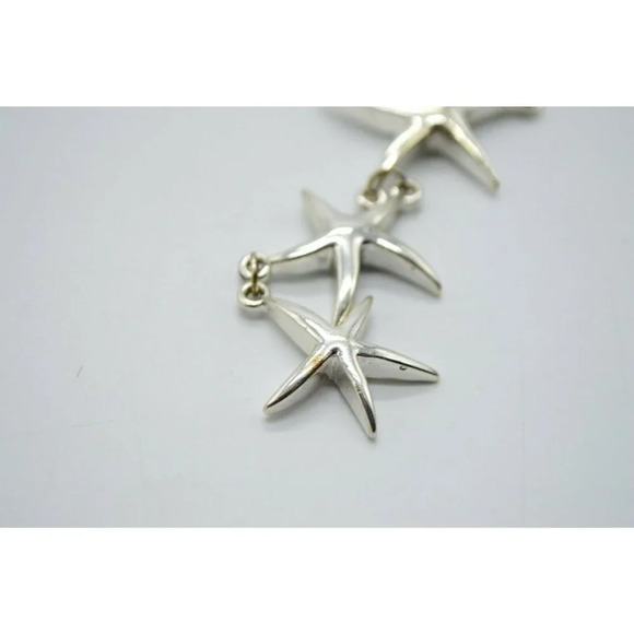 Silver Tone Metal Starfish Star Dangle Bib Choker - Picture 6 of 6